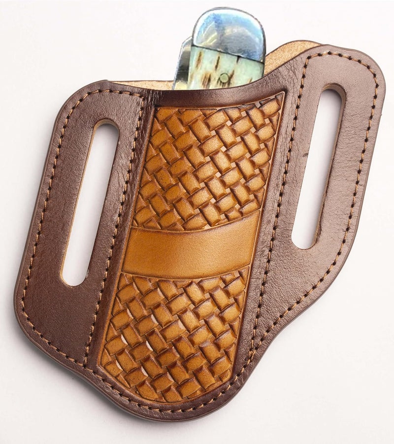HOGIKUO Leather Knife Sheath for Belts,Fits Folding Knife Sheath(Brown) - Image 1